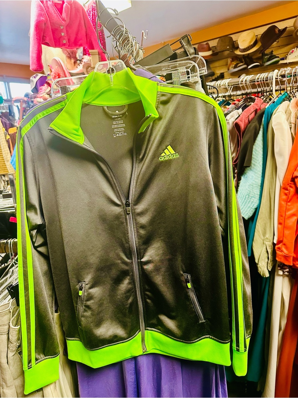 adidas Black & Neon Green Performance Track Jacket
